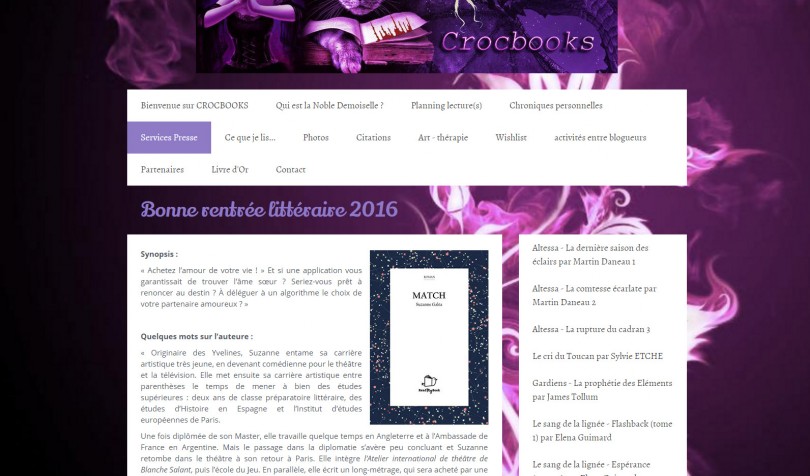 Crocbooks : Match, de Suzanne Galéa